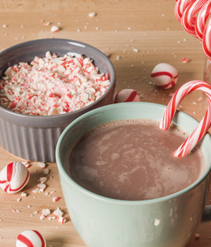photo of peppermint candy and hot chocolate
