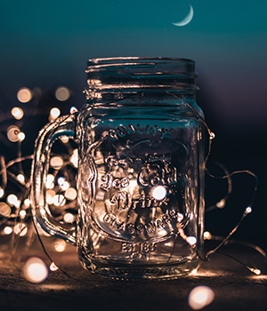 jar with mason lights