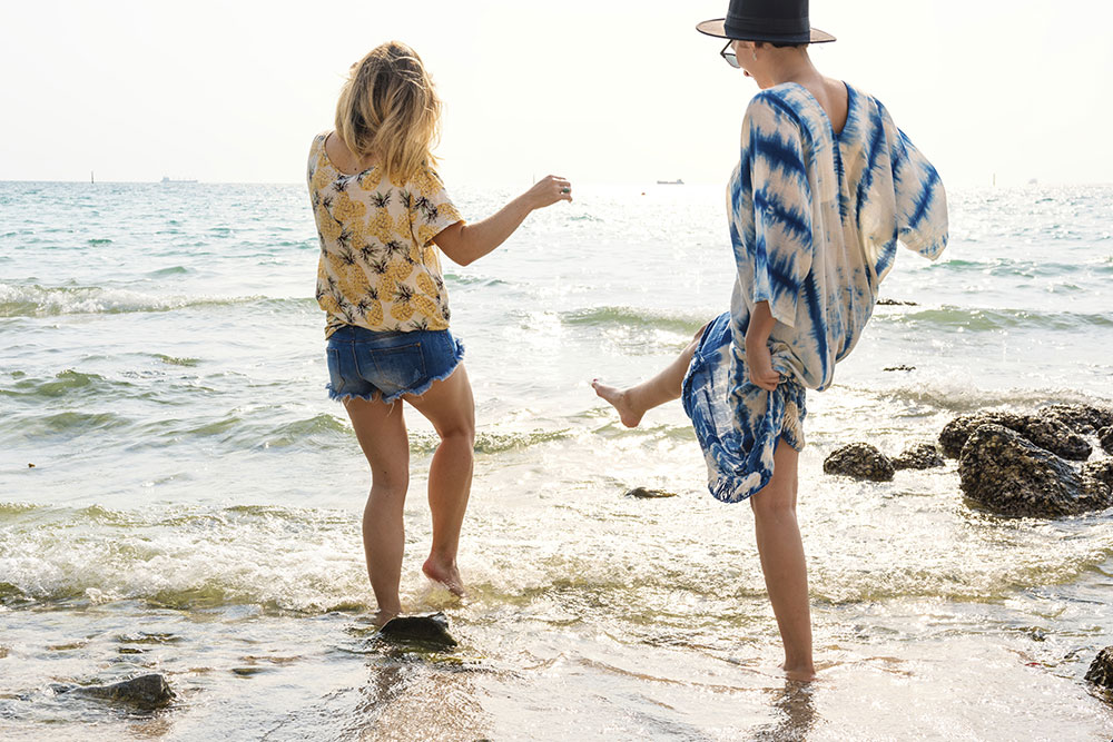 Photo of friends enjoying walking on the Beach