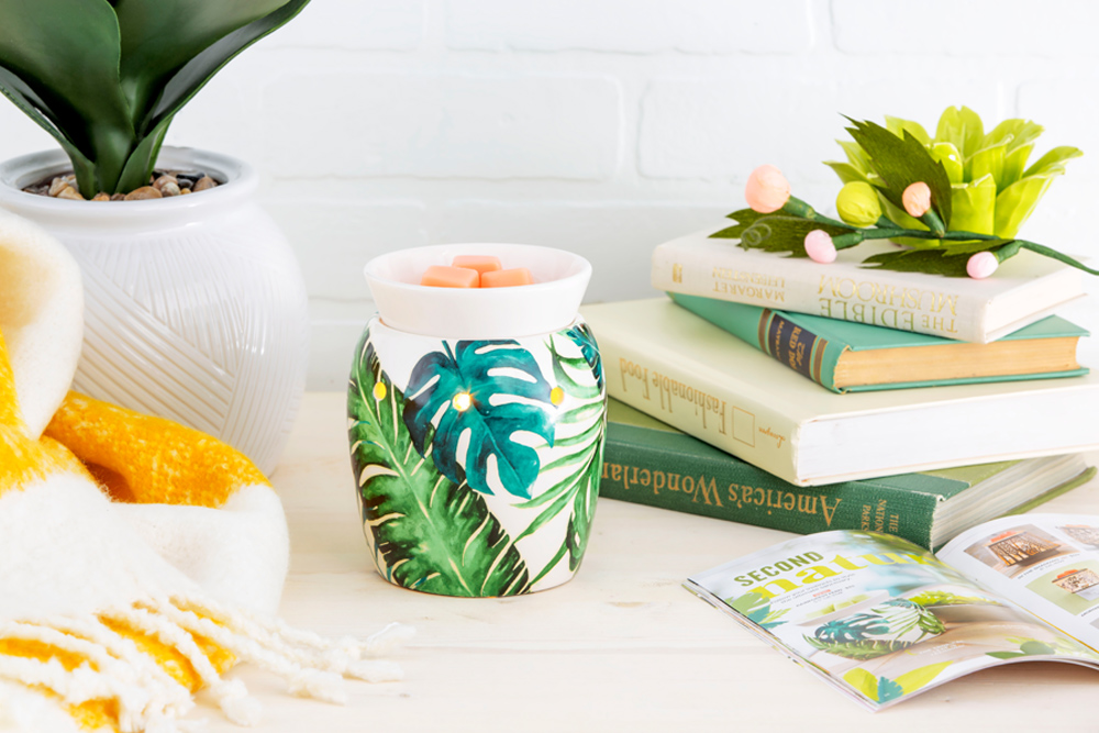 photo of Scentsy's rainforest fern warmer with spring decor