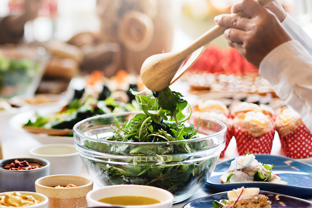 Photo of family prepping meal