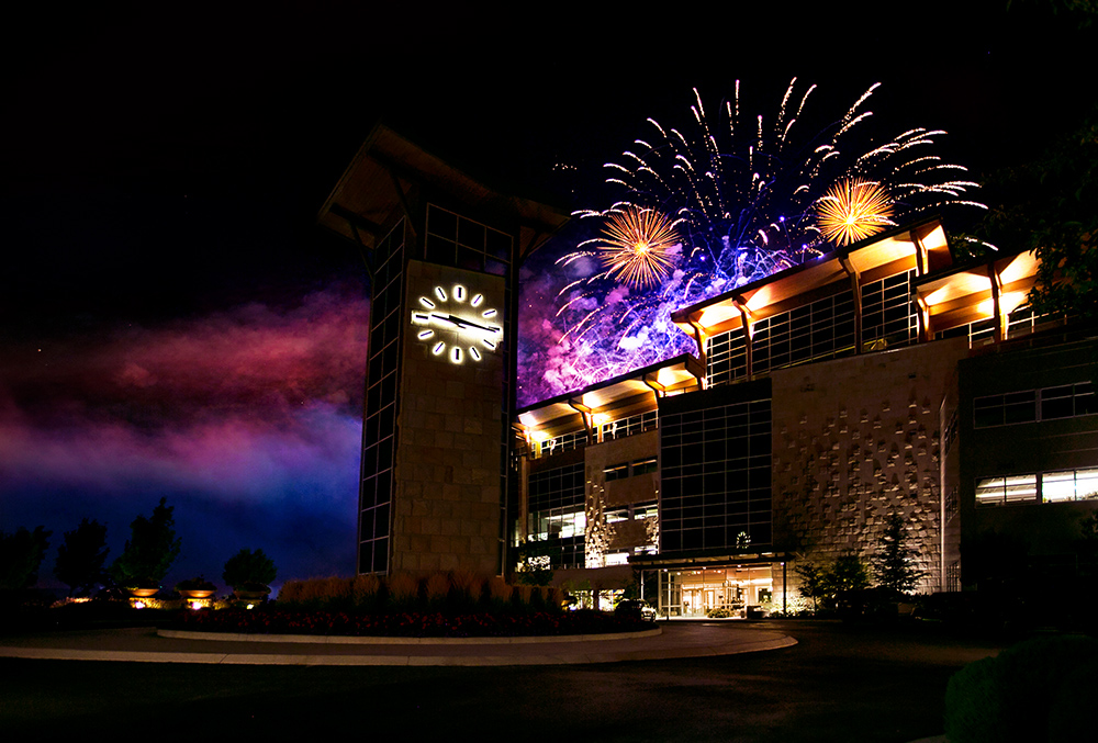 Photo of Scentsy headquarters with fireworks