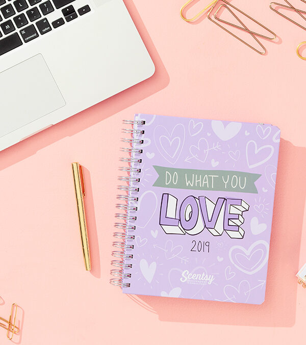 photo of a "do what you love" 2019 planner on a desk