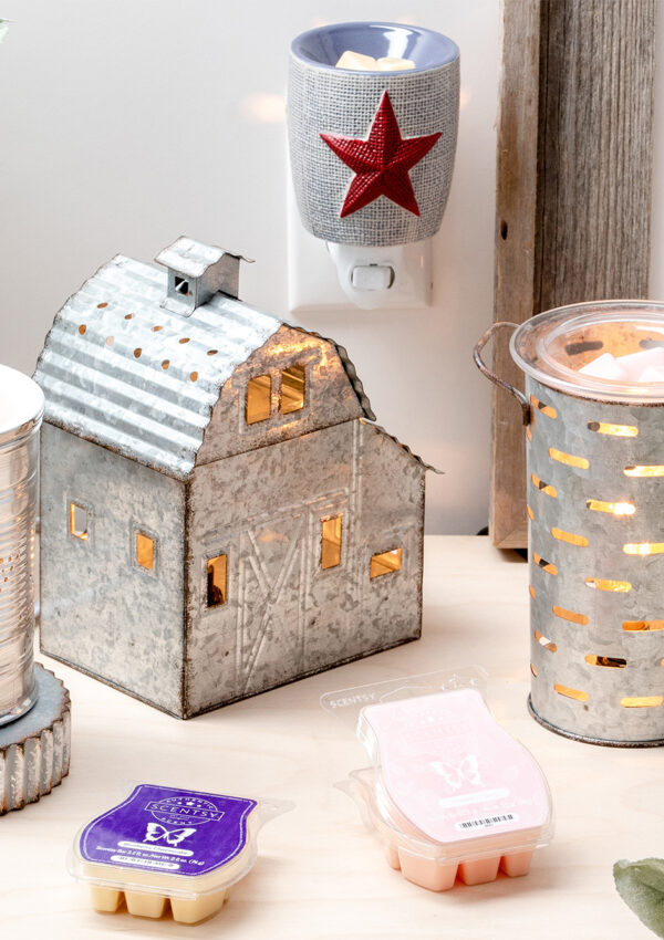 Scene of Scentsy tin warmers in a home