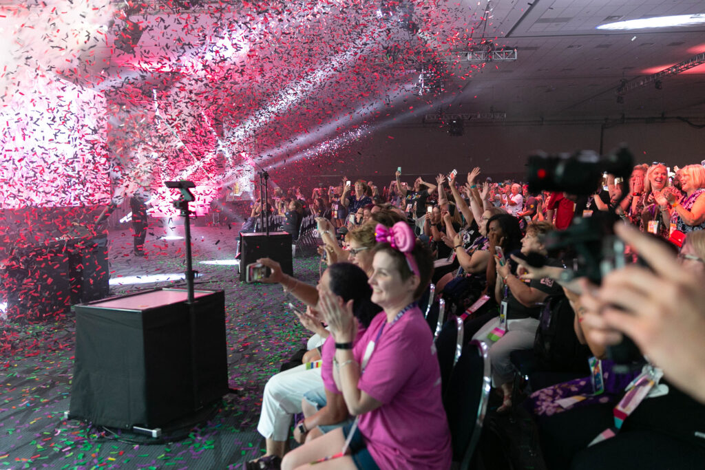 Consultants being showered in confetti during SFR 2018