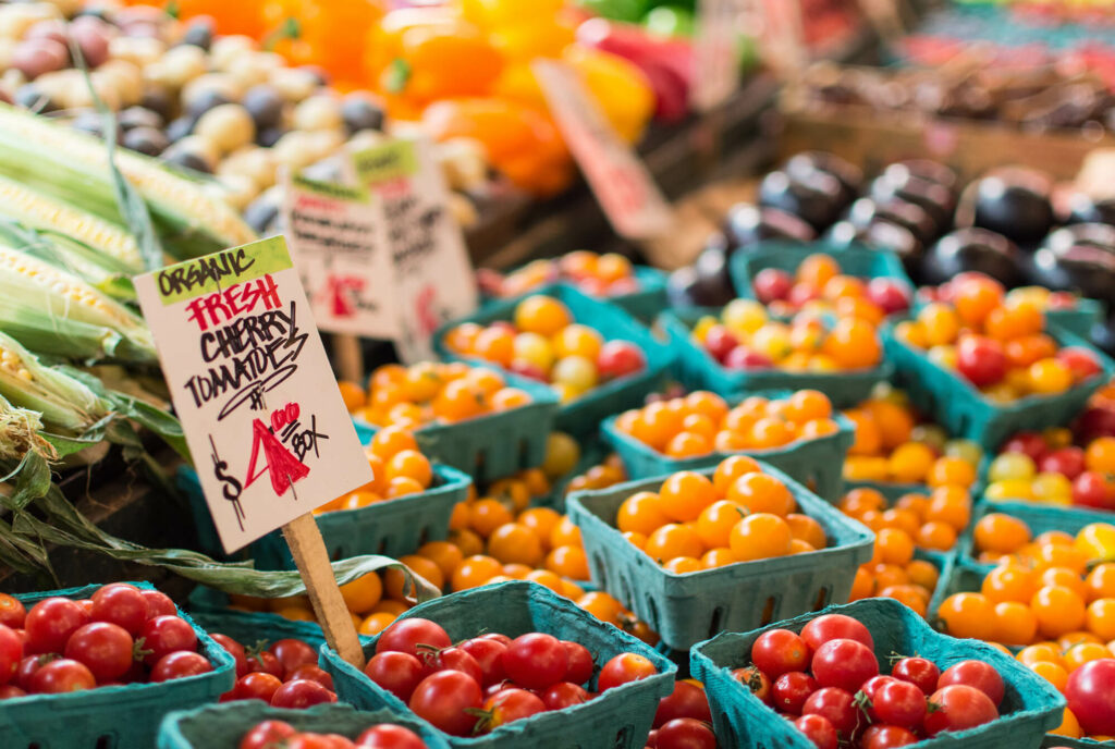 Different vegetables at a farmers market for sale