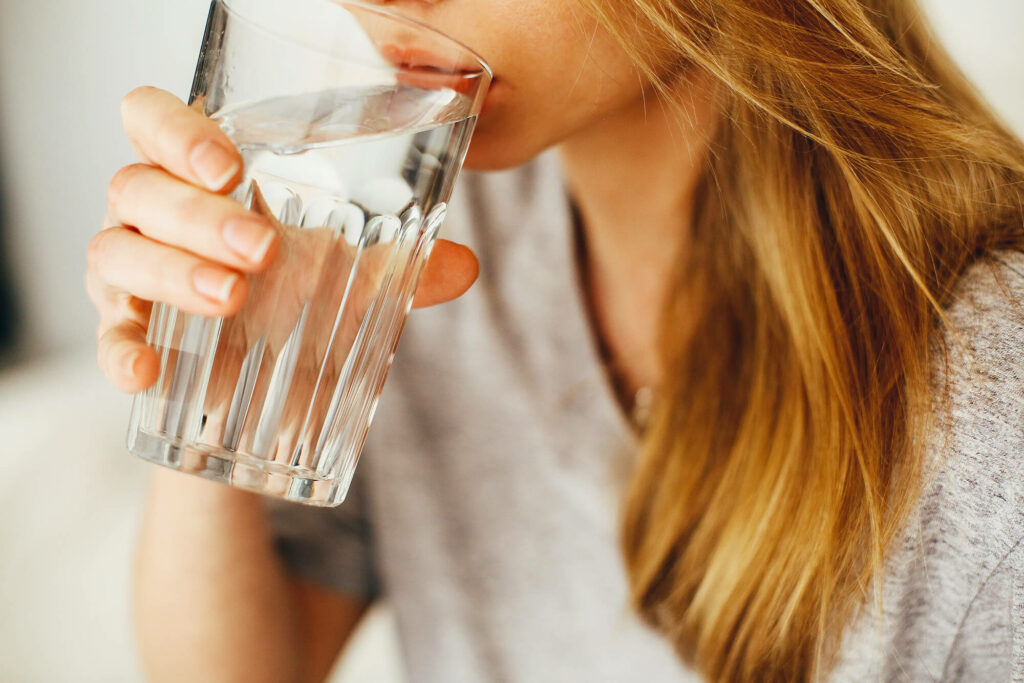 woman drinking water