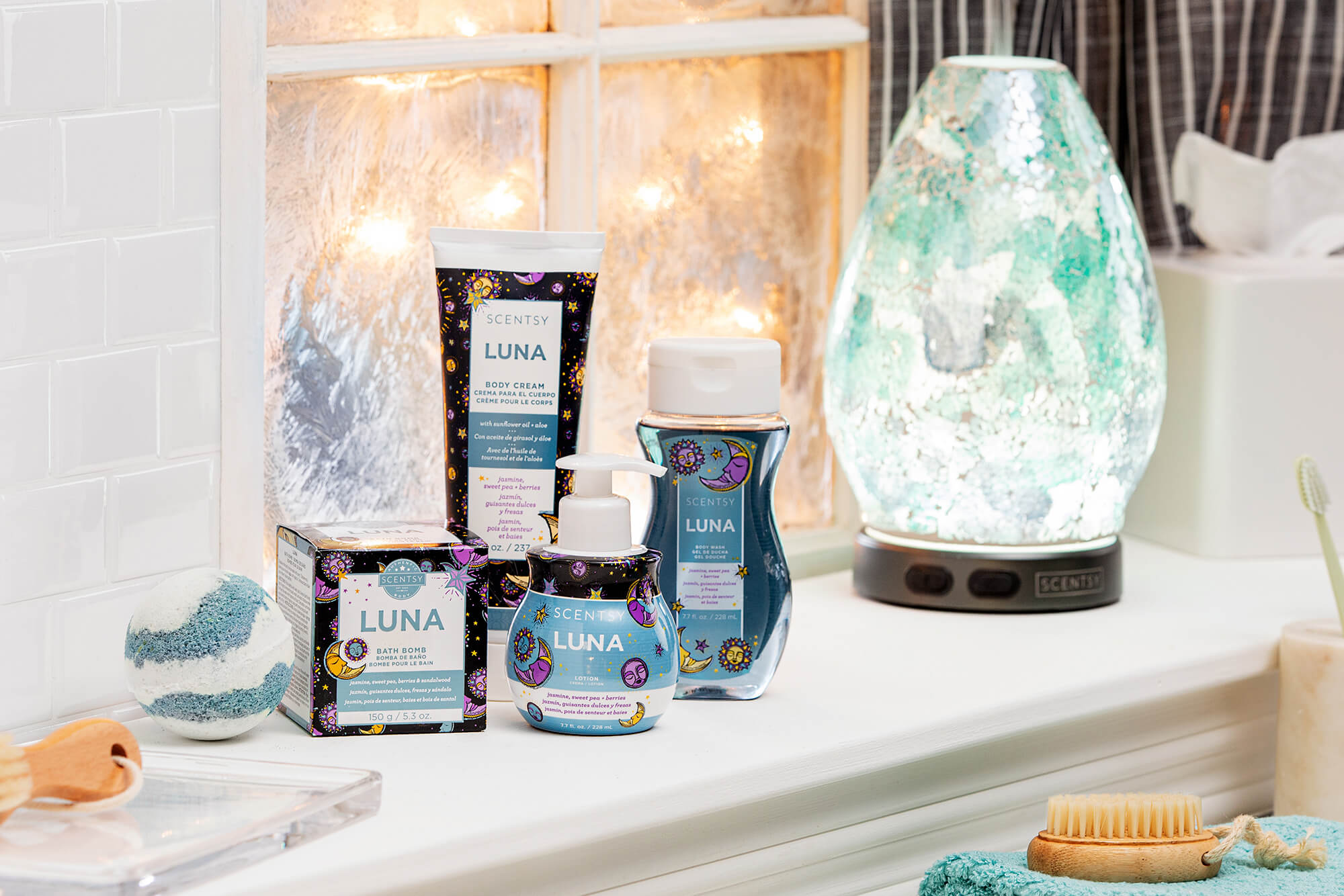 Scentsy body products scented in Luna fragrance and our Awaken oil diffuser all make for a relaxing home experience this winter
