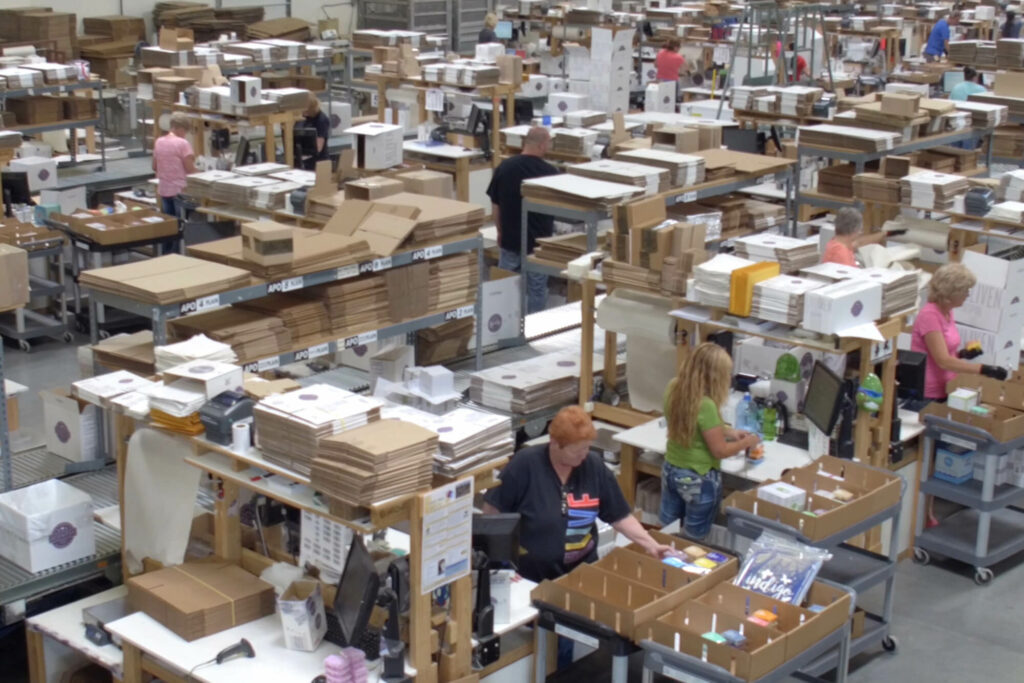 Birds eye view of the Scentsy warehouse 