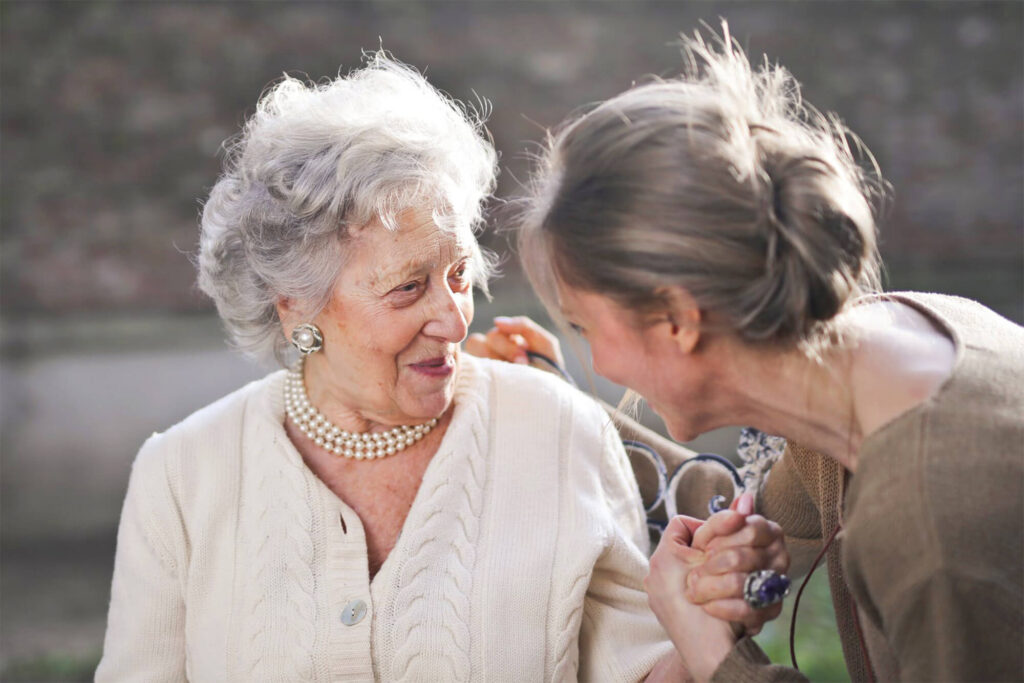 Mother and daughter talking