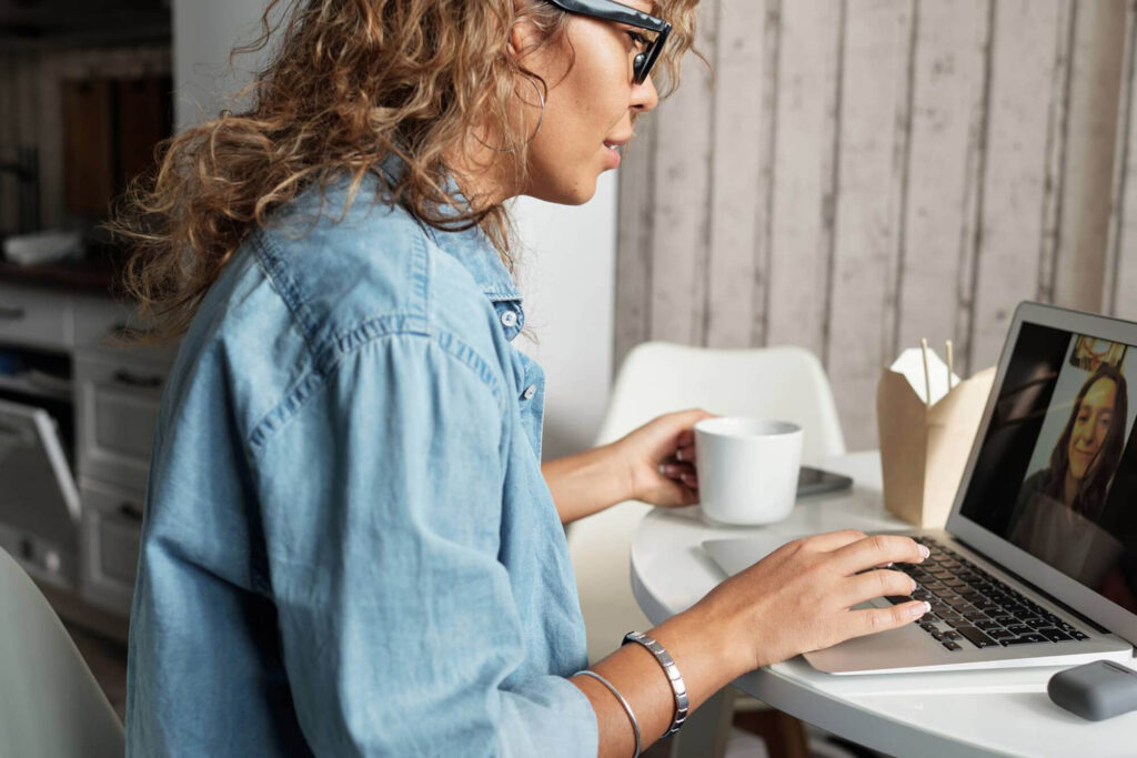 Person having an online meeting