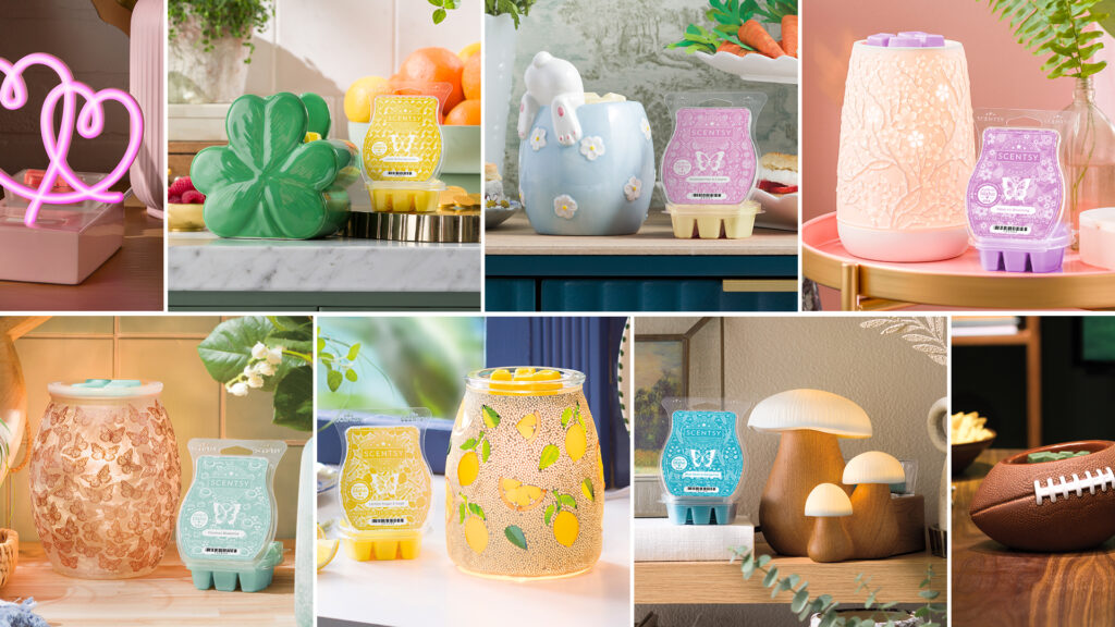 A collage of past Scentsy Wax Warmers of the Month.