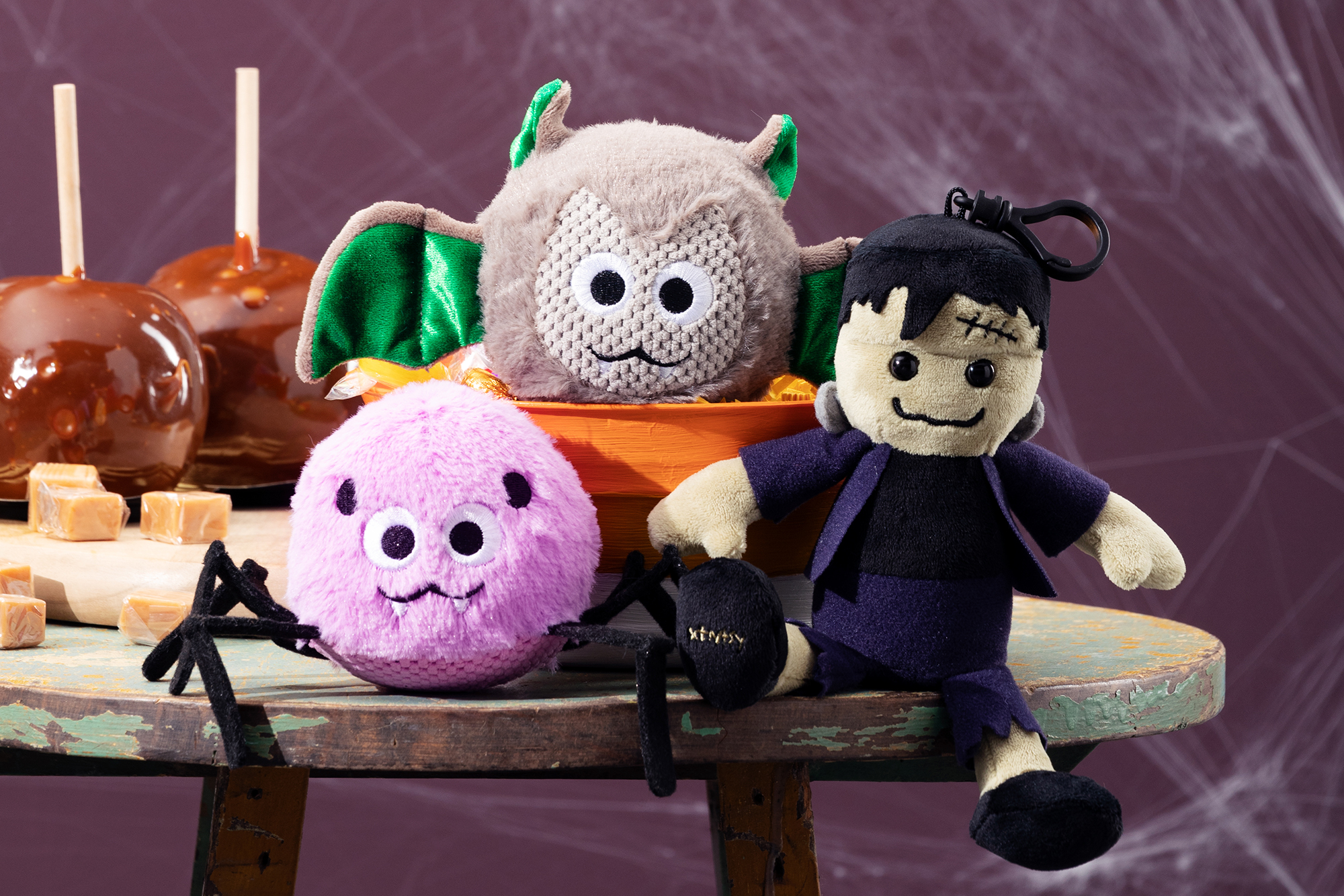 Scentsy Spider and Bat Itty Bitty Buddies and Frank N. Stein Buddy Clip