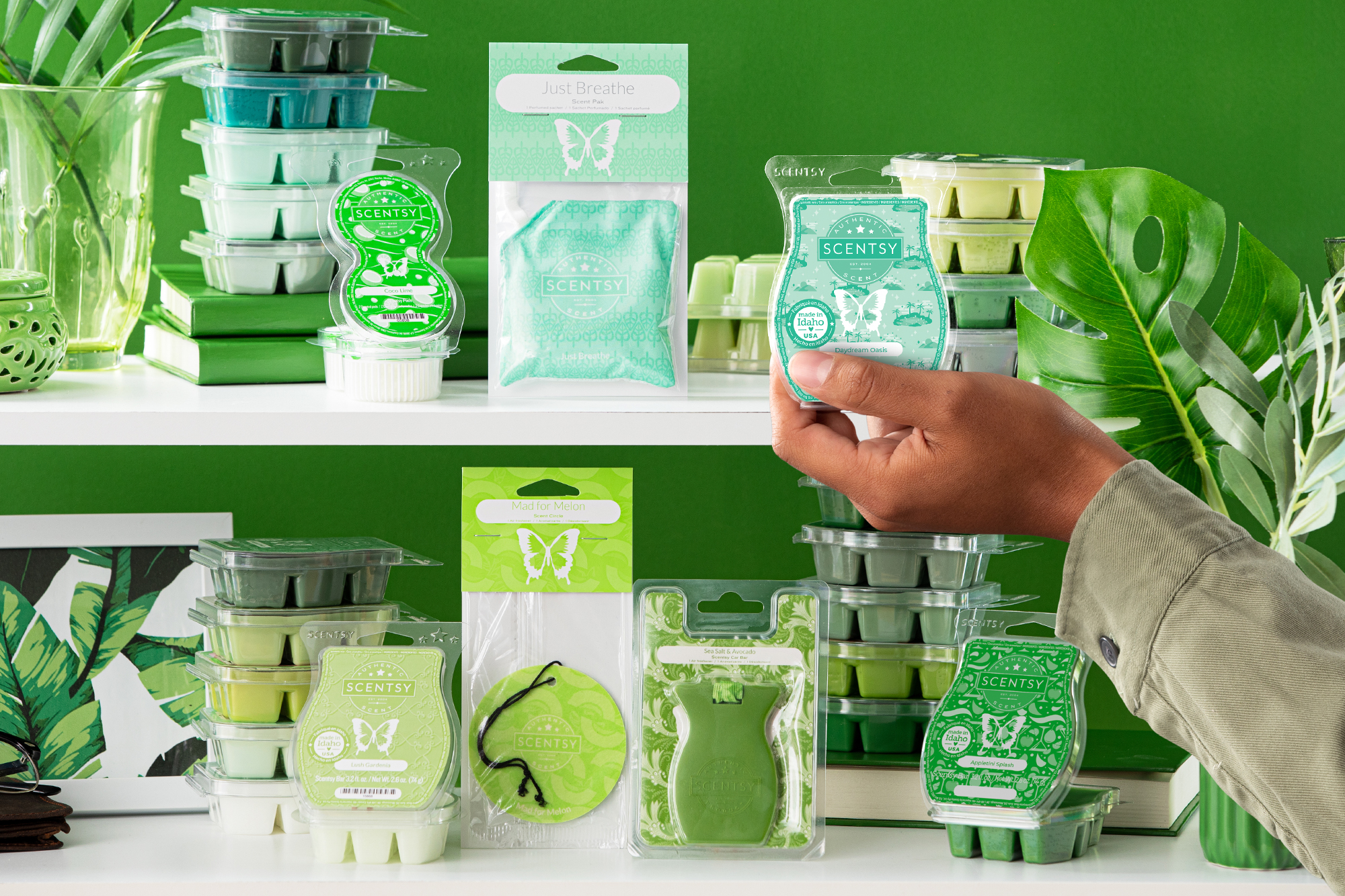 Scentsy stylized photo of all green products