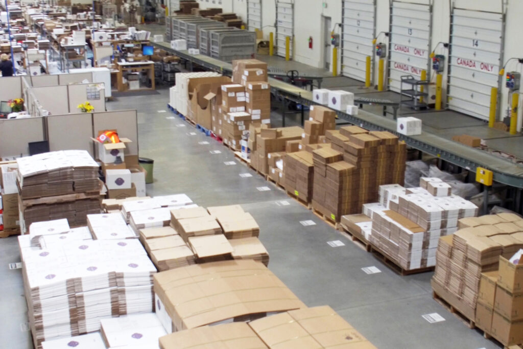 Scentsy shipping warehouse filled with packages