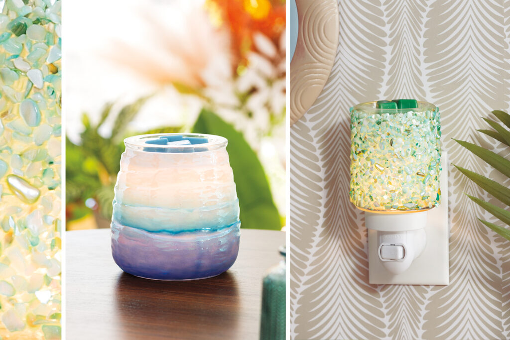 Explore Coastal style home décor at Scentsy with the Ocean Ombre Warmer and Shore, Why Not? Mini Warmer to freshen up your coastal haven