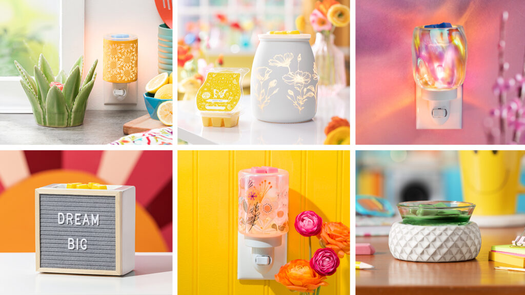 Scentsy's new wax warmers and mini wax warmers in the Spring and Summer 2023 catalog