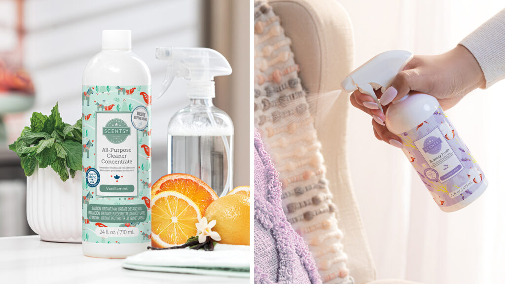 Scentsy all purpose cleaner concentrate in vanillamint and scentsy fresh spray in lavendar