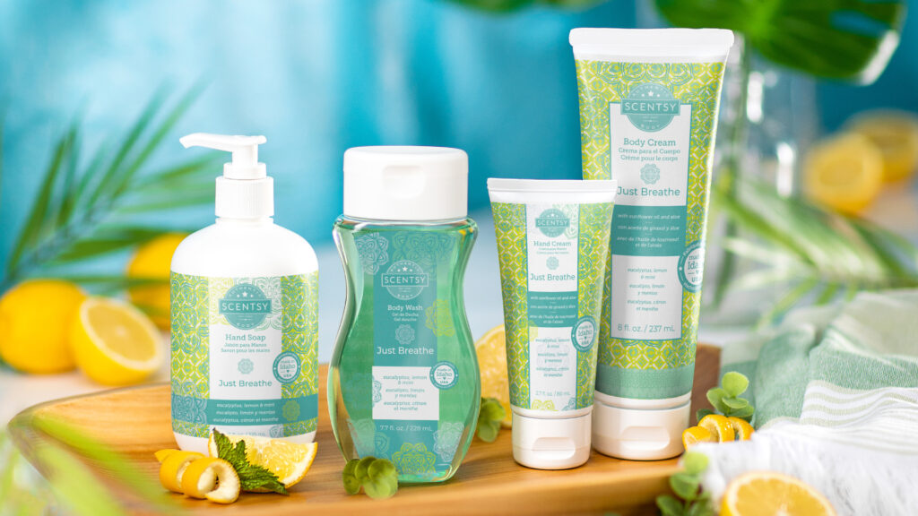 Scentsy body products scented in Just Breathe fragrance