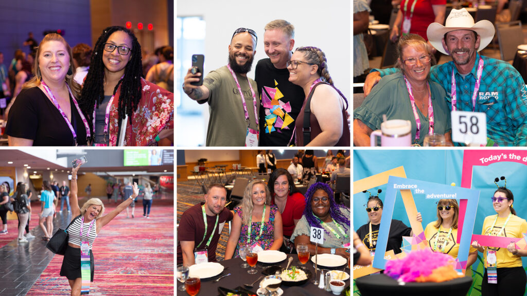 A photo collage of  Scentsy consultants networking and making friends with one another