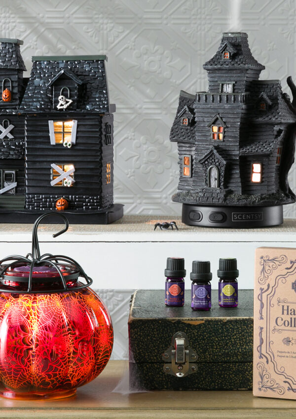 Scentsy's Fall Harvest Collection of warmers, diffusers, oils, and wax fragrances.