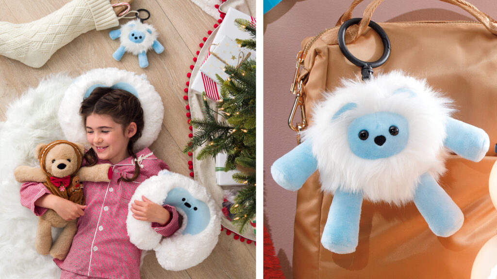 Scentsy holiday scent products for kids inclduing the yuri the yeti buddy backpack clip and yeti scentsy buddy travel pillow