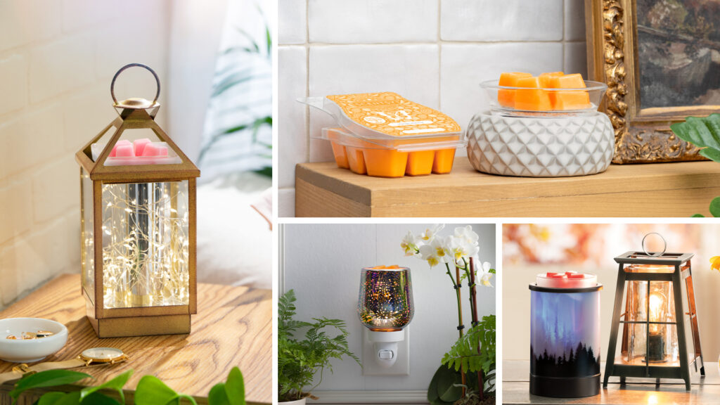 Collage image of Scentsy warmers and mini warmers