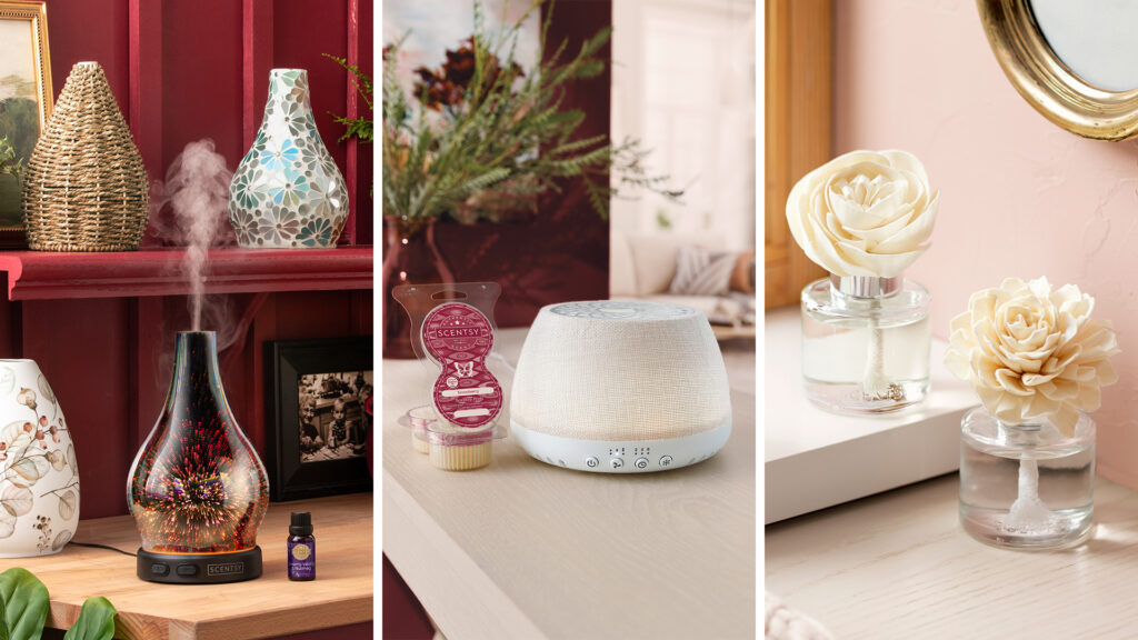 Scentsy diffuser, Scentsy Air, and Scentsy Fragrance flowers