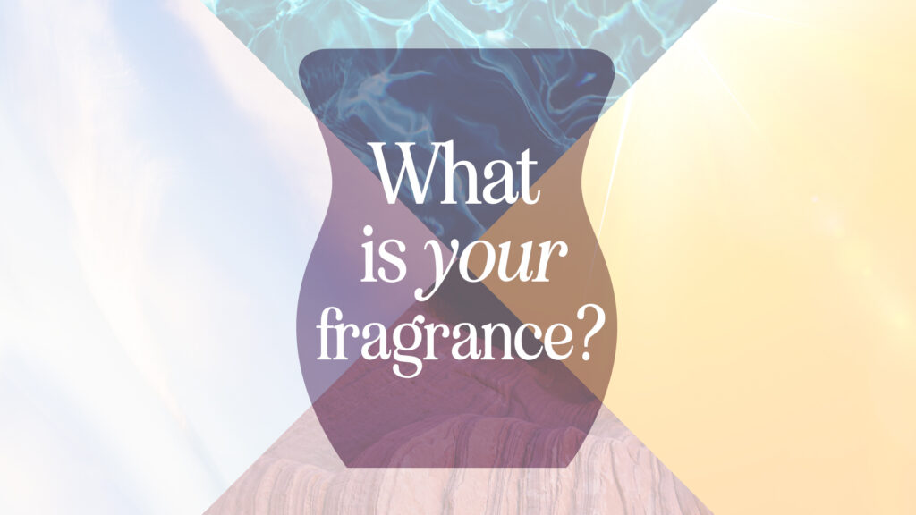 A Scentsy Wax Bar clamshell with the words "What is your fragrance," are surrounded by depictions of the four elements.