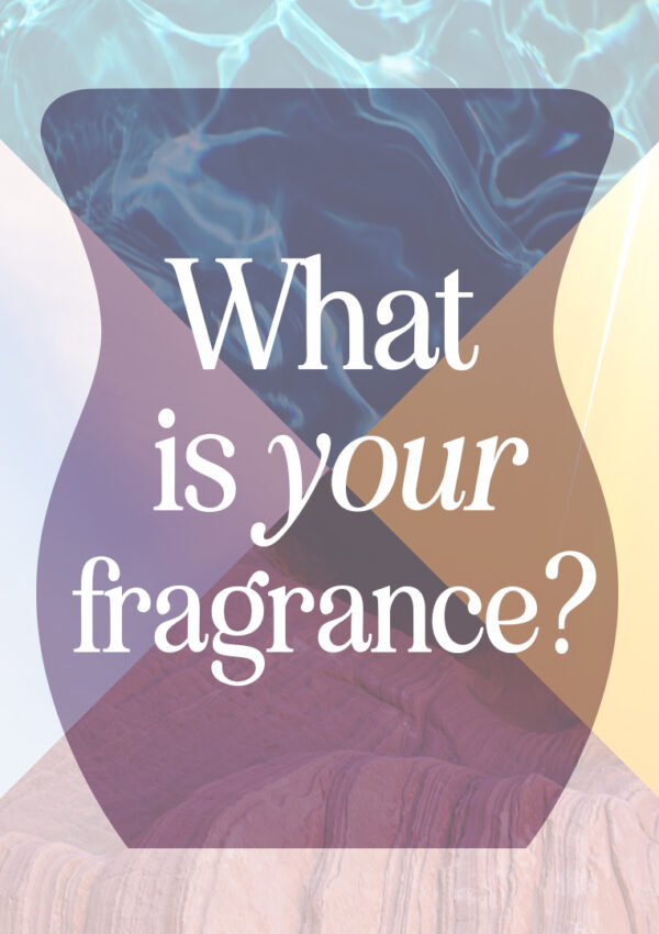 A Scentsy Wax Bar clamshell with the words "What is your fragrance," are surrounded by depictions of the four elements.