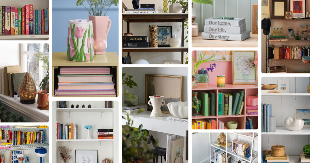 Scentsy Warmers and Diffusers displayed in various themed bookshelves.