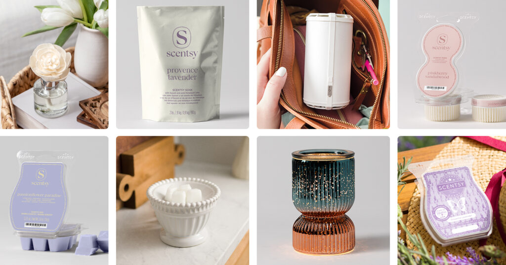 A photo collage of Scentsy Products ideal for gifting the mothers and mother figures in your life.