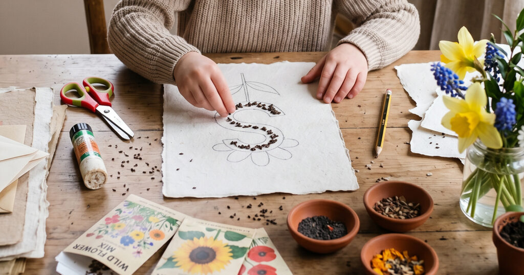 Glue seeds to organic paper for a Mother's Day gift that grows.