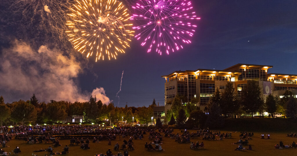 Fireworks over Scentsy Commons at Scentsy's corporate headquarters in Meridian, Idaho. The event marked opening night for Scentsy Family Reunion 2026.